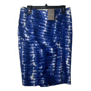 NEW Anthropologie Eva Franco 10 Araca Pencil Skirt Tie Dye Print Cobalt Blue C3